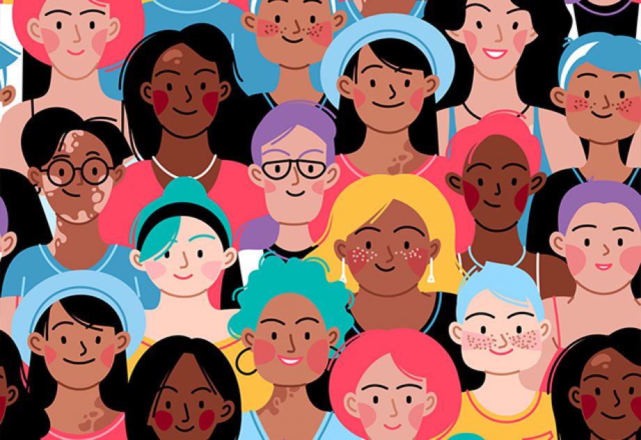 An illustration of diverse faces of different ethnicity, different skin and different bodies.